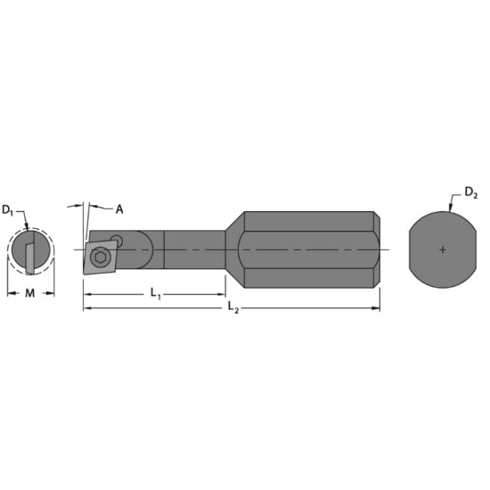 Picture of Everede Tool 00220CH 80.0 ° Boring Bar Dia0.5000 Positive 0.2030 5.16mm Cutter Dia